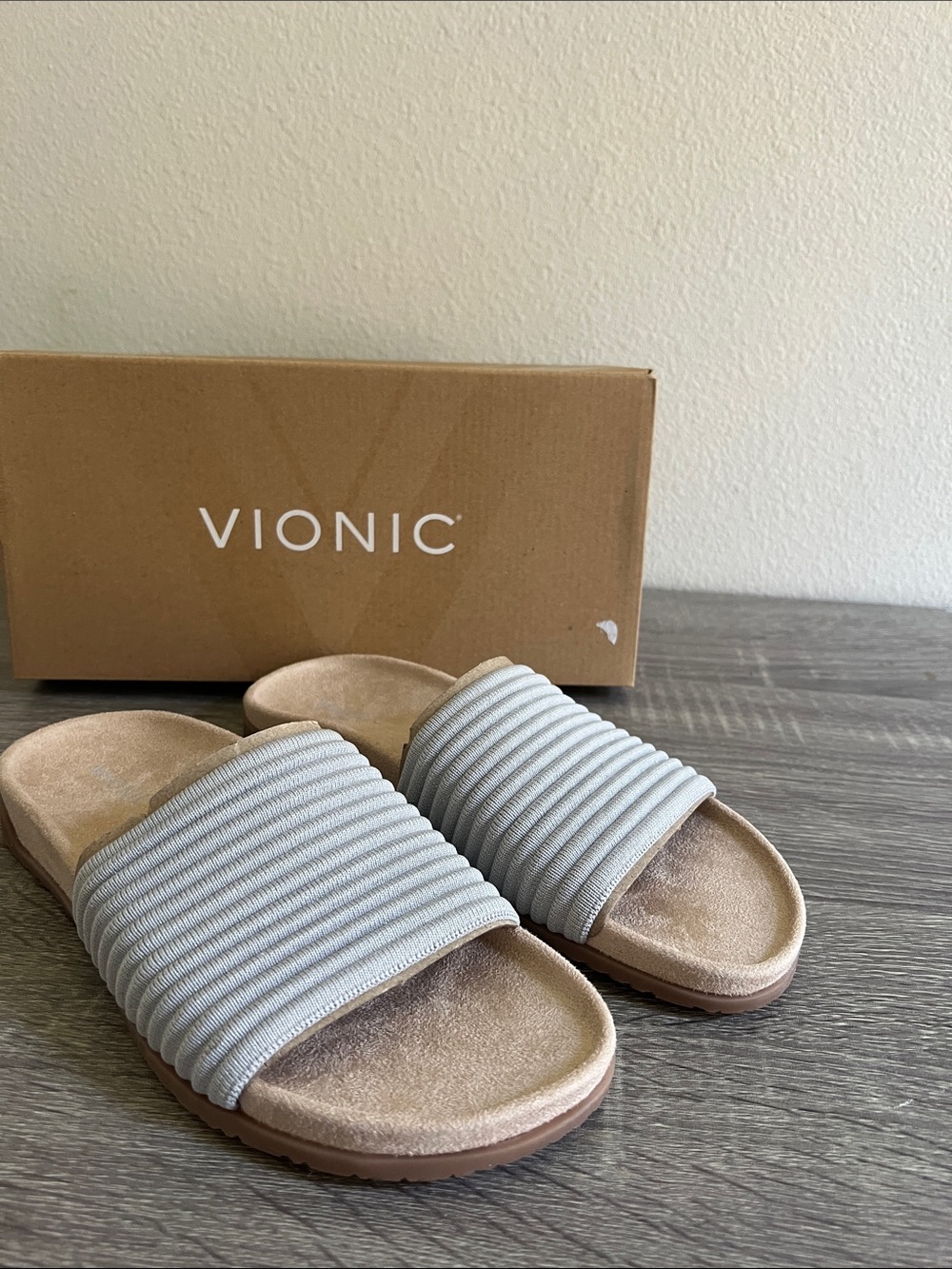 New Vionic Evie Knit Slide Sandals Women’s 8M  Orthotic Comfort Support